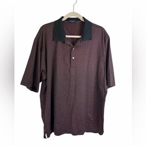 Peter Millar Burgundy & Navy Micro Stripe Polo 100% Cotton Golf Mens Sz XL